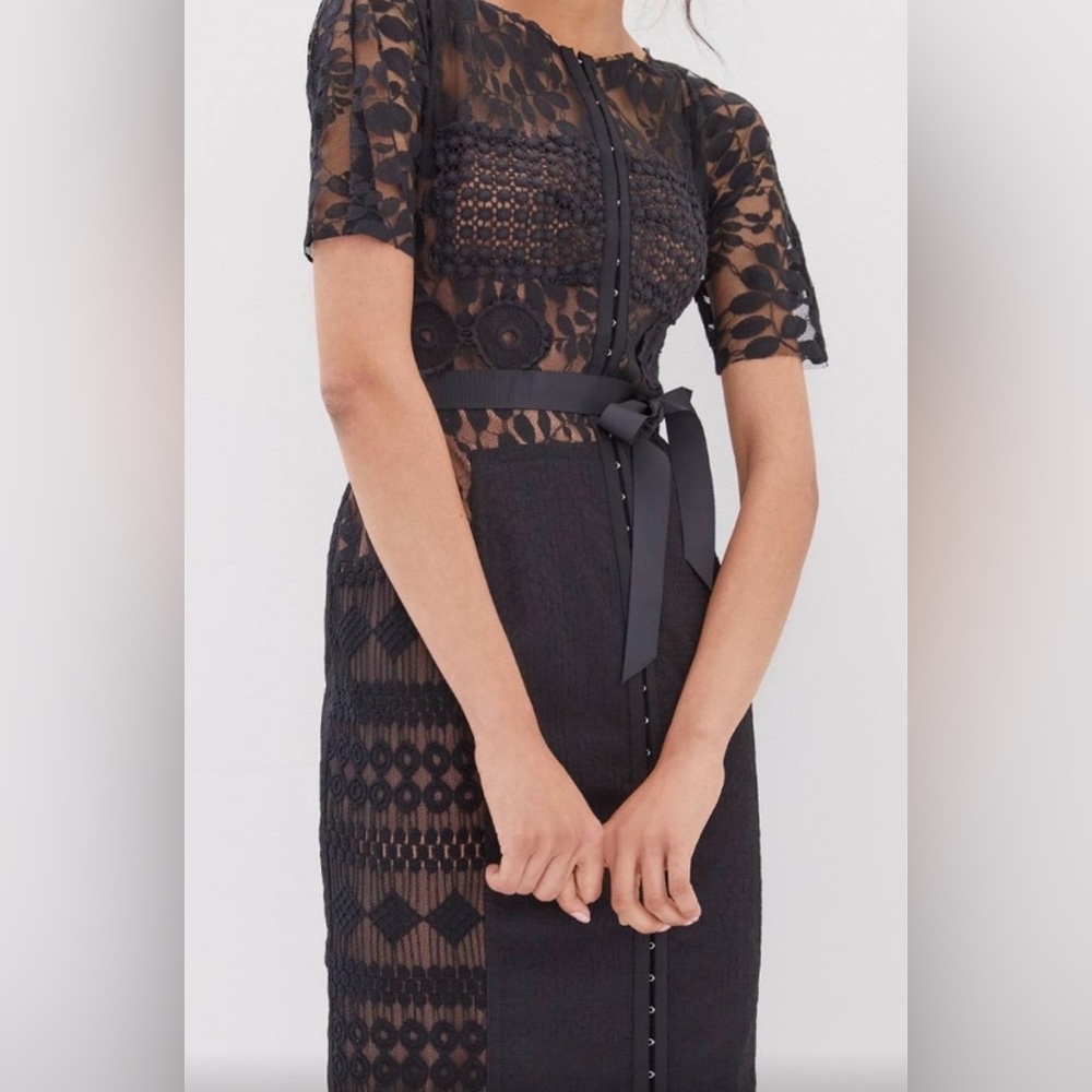 Anthropologie Byron Lars Black Lace Midi Dress - Picture 2 of 12